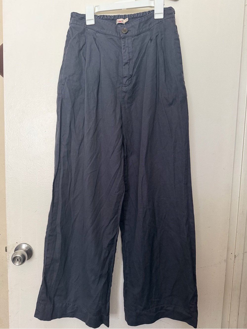 Faherty Organic Cotton Linen Wide Leg Pull-On Pants Gray Size 8